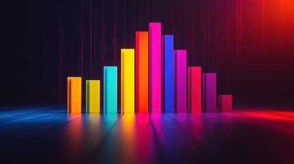 Poster - A vibrant bar graph displaying colorful data visualization, representing growth and analysis in a modern, digital context.