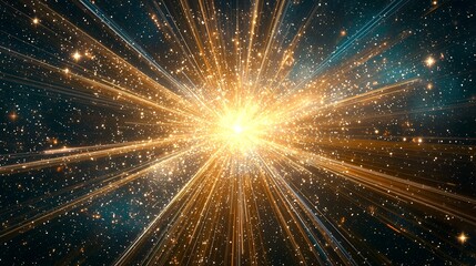 Poster - A brilliant star burst radiating light and energy in the cosmic night sky creating a stunning celestial phenomenon of astronomical beauty