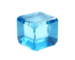Poster - Stylized Vibrant Blue Ice Cube, A Captivating Visual Representation of Coldness, Purity, and Modern Design with Smooth Rounded Edges for Refreshing Appeal