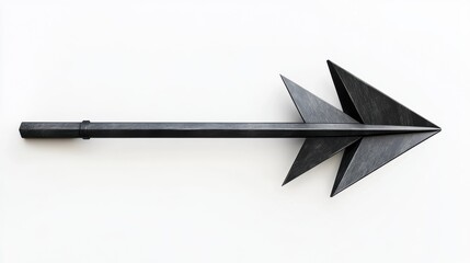 Poster - One black paper arrow isolated on white