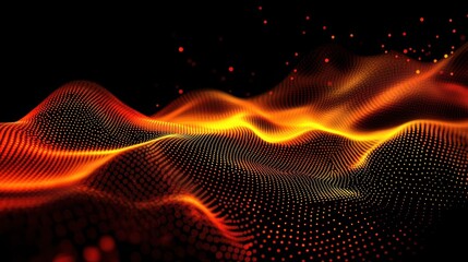 Poster - Futuristic abstract wave dot particle background isolate, Abstract background with a wave of dots on black, vector illustration. Design element for a banner.