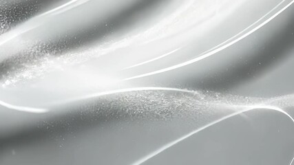 Poster - dynamically, liquid Silvery metallic creating shimmering waves glinting with sparkle flowing against sleek background video 4k
