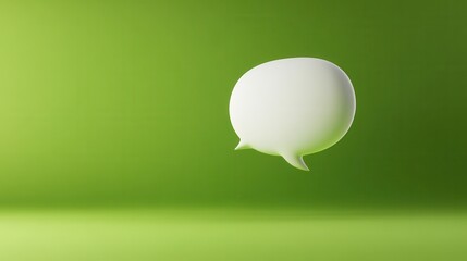 Poster - A vibrant green backdrop highlights a white speech bubble representing communication and conversation in a modern design