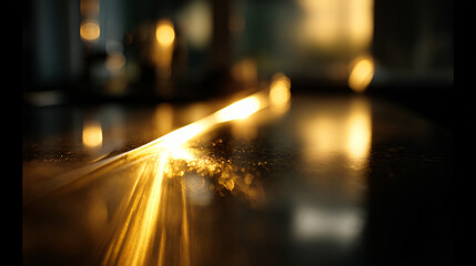 Poster - A golden light reflection on a glossy surface, enhancing the warm and rich atmosphere