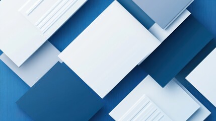 Poster - abstract blue squares on white background