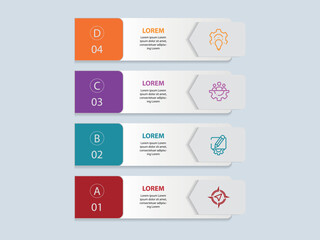 Wall Mural - vector infographic label design with arrow infographic template design and 4 options or steps. can b