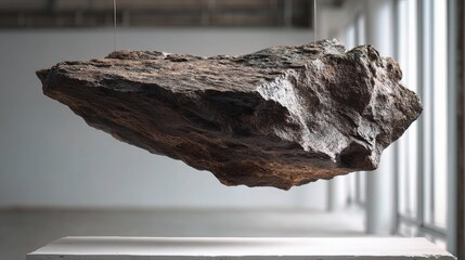 Poster - Floating Rock Sculpture in Modern Art Gallery Setting