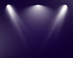 Poster - Realistic transparent spotlight effect. Stage lighting, concert, show, stadium, theater illumination. Bright glow, beams, lens flare, shine, studio, photography light.
