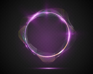 Aufkleber - Creative abstract background with glowing neon circular waveforms and dark gradient design.
