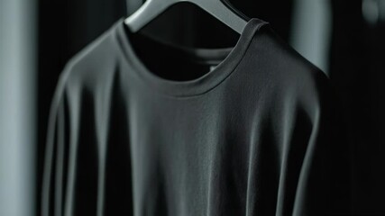 Poster - A black shirt hanging on a hanger in a room, great for fashion or lifestyle photography