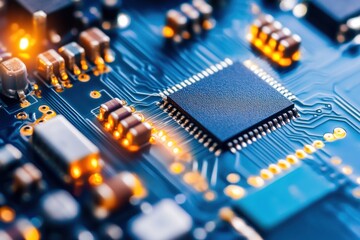 Poster - Close up of a circuit board microchip