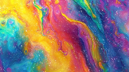 Poster - An artistic representation of colorful paints blended together creating a stunning visual display of color and texture on a canvas