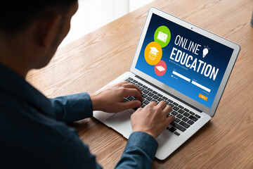 Poster - e-learning website with modish sofware for student to study online on the internet network