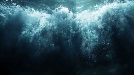 Poster - Dynamic ocean scene with water splashing over rocks creating a stunning display of nature’s power and beauty under a clear sky