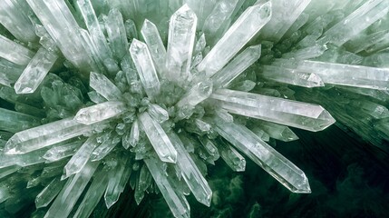 Poster - Exquisite bunch of ice crystals sparkling under spotlight effect in a beautiful natural setting of crystal caves