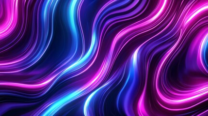 Poster - A beautifully crafted purple and blue wave pattern with surreal and dreamlike phosphorescent elements creating a tranquil visual experience