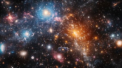 cosmic explosion of stars and galaxies with planets in vibrant universe picture