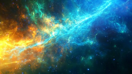 Poster - Breathtaking nebula intertwined with distant stars creating a magical cosmic landscape of color and light in space