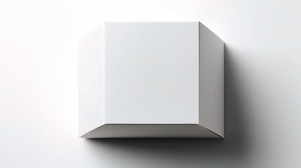 Poster - Minimalist White Cube on White Background with Soft Shadows