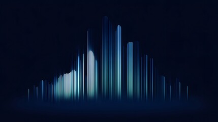 Aufkleber - 暗い背景に青い光の都市景観 垂直線が光を表現したモダンなグラフィックデザイン