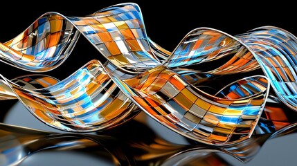 Poster - Very colorful abstract design featuring asymmetrical balance and harsh lighting to create a striking and eye-catching visual experience