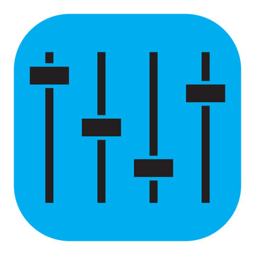 Audio equalizer icon with sliders for sound control.
