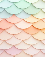 Poster - Colorful Geometric Paper Cut Layers with Pastel Shades