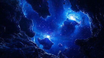Poster - breathtaking and colorful nebula scene with dramatic contrast and a starlit void captured in cinemat