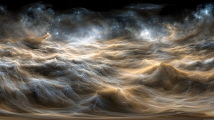 Poster - Dramatic cloudy sky filled with varied textures and shades creating a celestial energy field above ground and evoking a sense of wonder