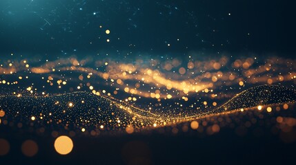 Poster - An artistic representation of a blurry background with a dreamlike and surreal quality featuring pulsating energy waves in golden hour light