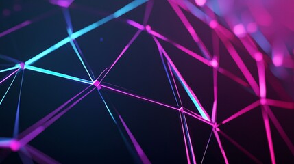 Fototapete - A dark background with pink and blue lines created using geodesic patterns and neon glow to enhance the visual impact of the artistic design