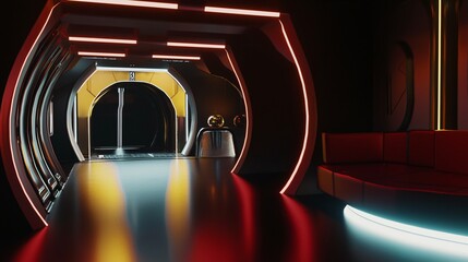 Poster - Mysterious man standing in an enigmatic tunnel with shadows and light creating a dramatic atmosphere in a fantasy world setting