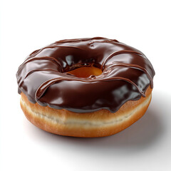 Wall Mural - Delicious chocolate glazed donut with shiny surface and realistic texture in high resolution perfect for food concepts isolated on transparent background. isolated white background