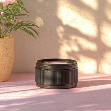 Minimal Product Display Camera Lens with Shadows and Soft Light