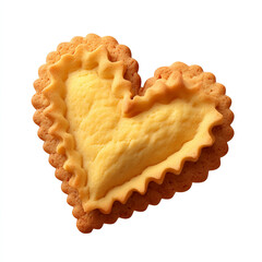 Wall Mural - Realistic heart-shaped butter cookie with golden brown edges and crumbly texture perfect for holidays or gifts isolated on transparent background isolated white background