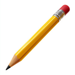 Wall Mural - Realistic classic yellow wooden pencil with sharp graphite tip and red eraser perfect for writing or drawing isolated on transparent background isolated white background