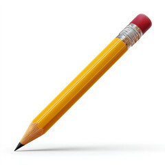 Wall Mural - Realistic classic yellow wooden pencil with sharp graphite tip and red eraser perfect for writing or drawing isolated on transparent background isolated white background