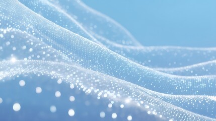 Poster - 青い背景に光る粒子による抽象的な波模様のデジタルデザイン