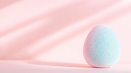 Poster - Pastel Blue and Pink Textured Egg on Soft Pink Background