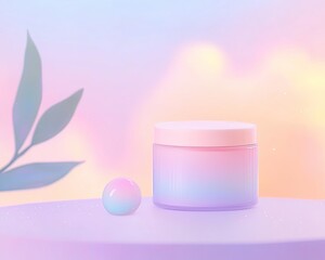 Poster - Pastel Cosmetic Packaging on Gradient Background