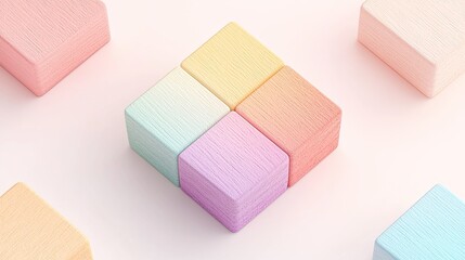 Poster - Pastel Cubes on Light Background