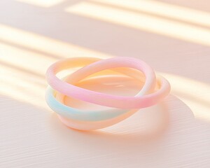 Poster - Pastel Geometric Rings Intertwined Abstract Design