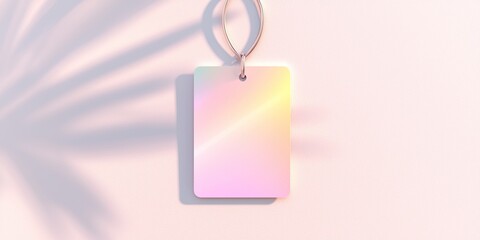 Leinwandbilder - Pastel Gradient ID Card Mockup with Palm Leaf Shadow
