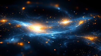 Poster - striking blue and orange swirl on a black background creating a mesmerizing visual of celestial ener