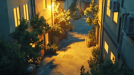 Poster - enchanting street at night illuminated by neon lights creating a vibrant and lively atmosphere in a 