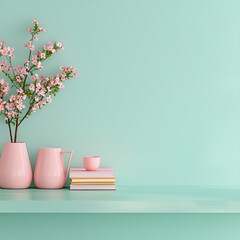 Leinwandbilder - Pastel Pink and Blue Home Decor Still Life