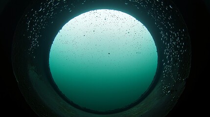 Poster - A circular hole in the water surface allowing sunlight to filter through, creating an enchanting effect in a mystical underwater scene