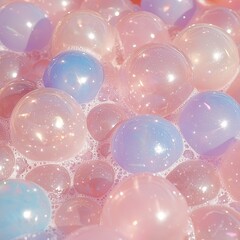 Poster - Pink and Blue Shiny Bubbles Abstract Background