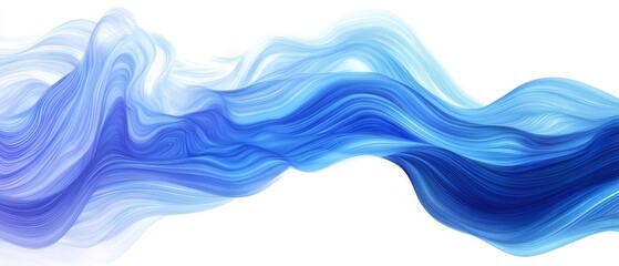 Aufkleber - 青と白の抽象的な波の背景 透明な背景に流れる水彩風デザイン