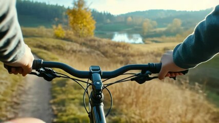 Poster - Person cycling down a rural path